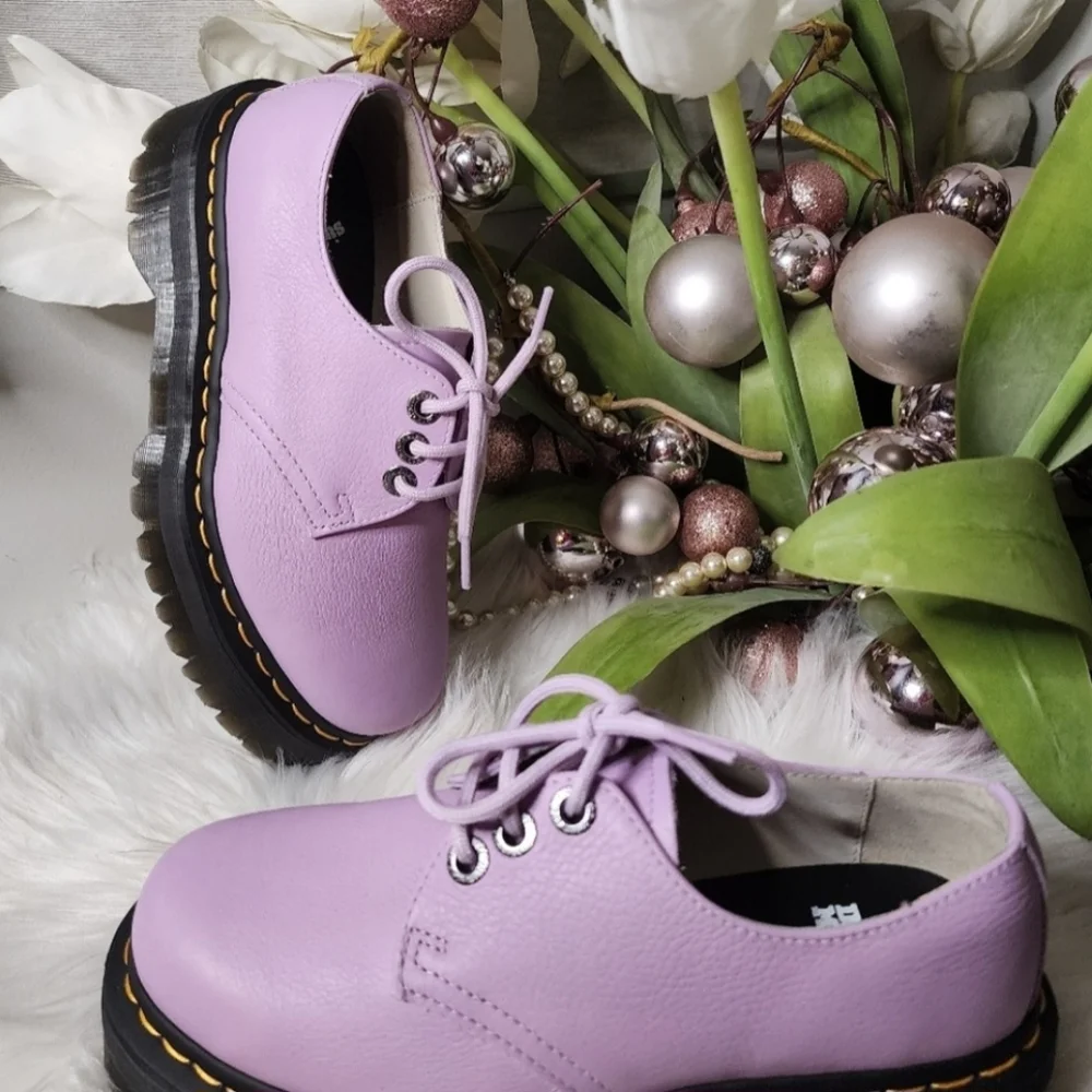 Dr.Martens 1461 QUAD II LILAC PISA LEATHER PLATFORM Women SHOESSize5